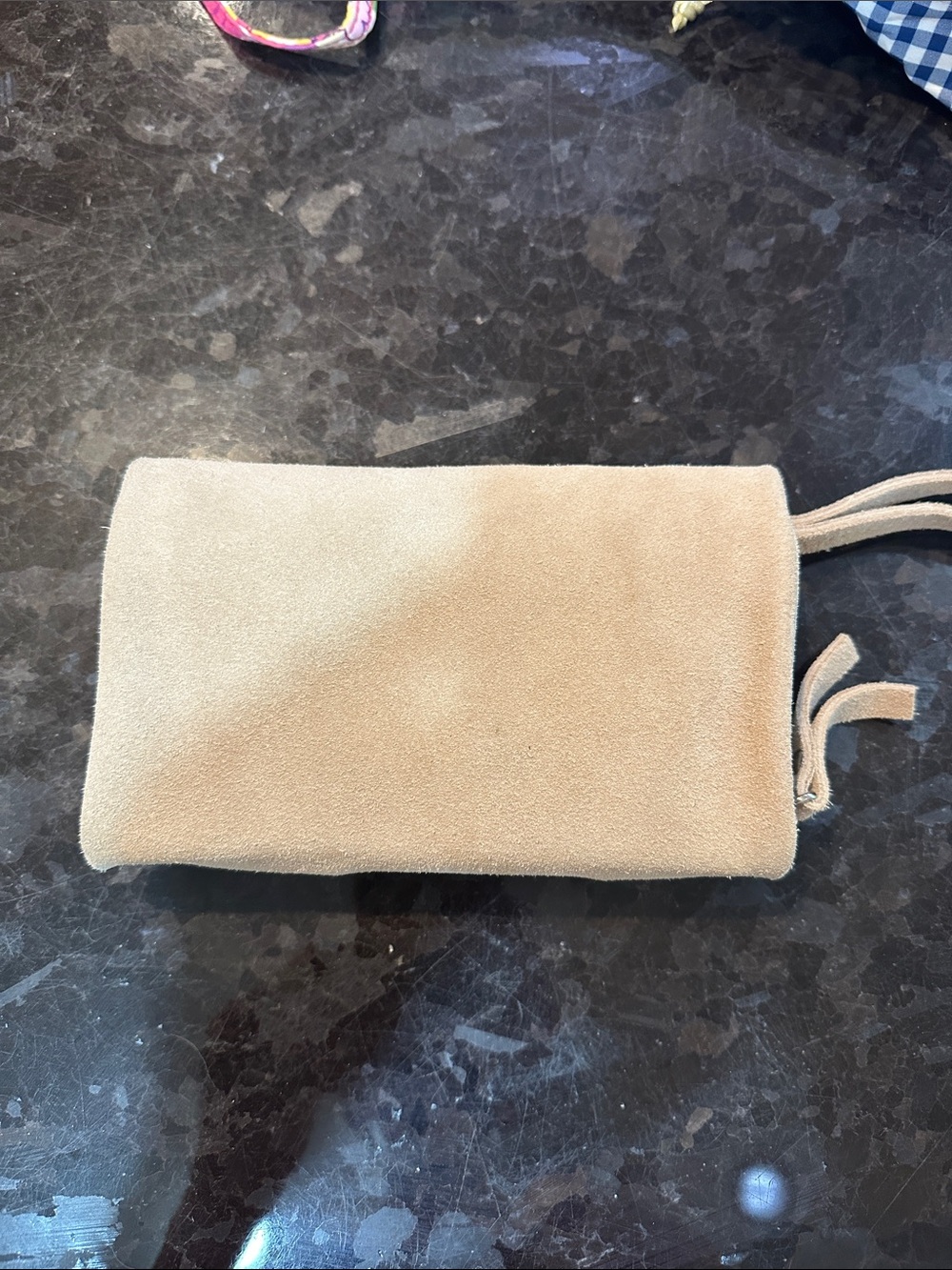 Elegant Suede Tan Wristlet Clutch